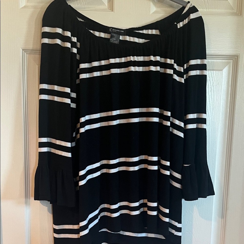 INC International Concepts Black and White Striped Shirt